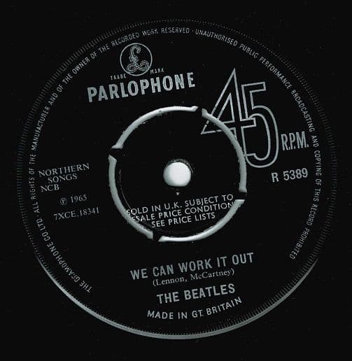THE BEATLES We Can Work It Out / Day Tripper 1965 UK Original 45rpm Single R 5389 KT Gramophone Text