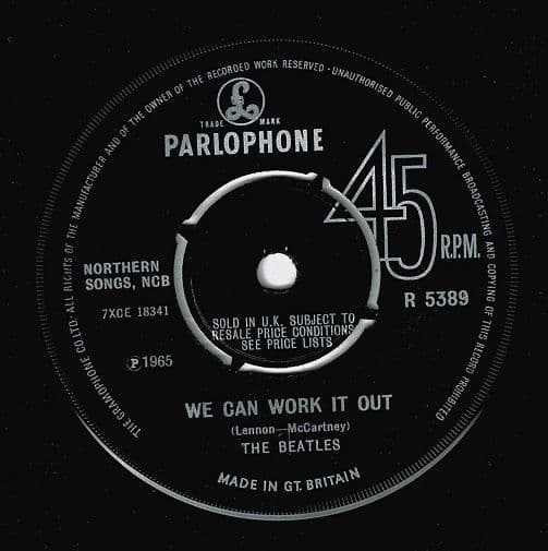 THE BEATLES We Can Work It Out / Day Tripper Vinyl Record 7 Inch Parlophone 1965 KT Gramophone Text