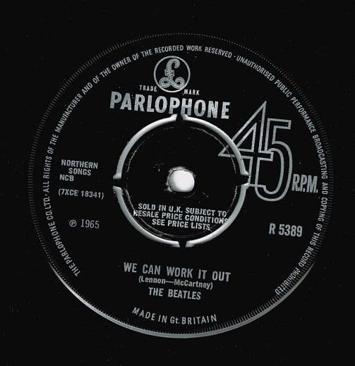 THE BEATLES We Can Work It Out Vinyl Record 7 Inch Parlophone 1965