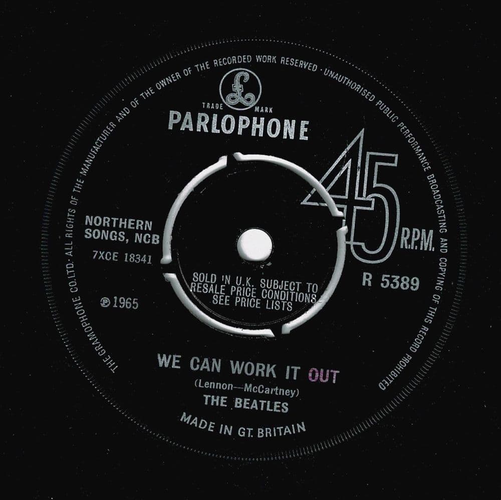 THE BEATLES We Can Work It Out Vinyl Record 7 Inch Parlophone 1965..