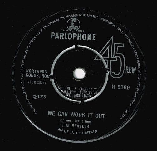 THE BEATLES We Can Work It Out Vinyl Record 7 Inch Parlophone 1965...