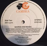 THE BEATLES Words And Music Vinyl Record LP Cambra 1984