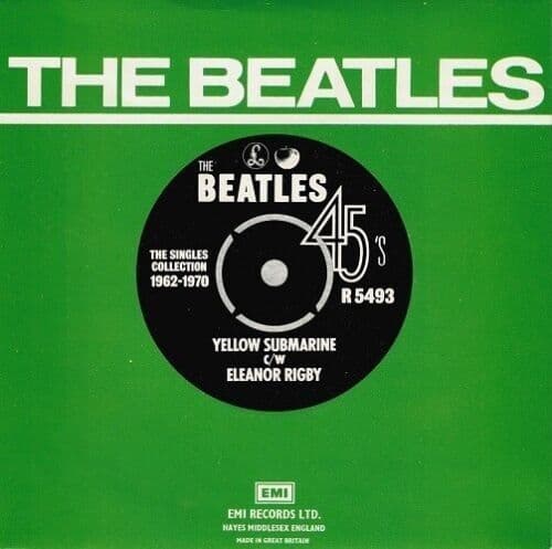 THE BEATLES Yellow Submarine Vinyl Record 7 Inch Parlophone 1976 Green Picture Sleeve Reissue Single