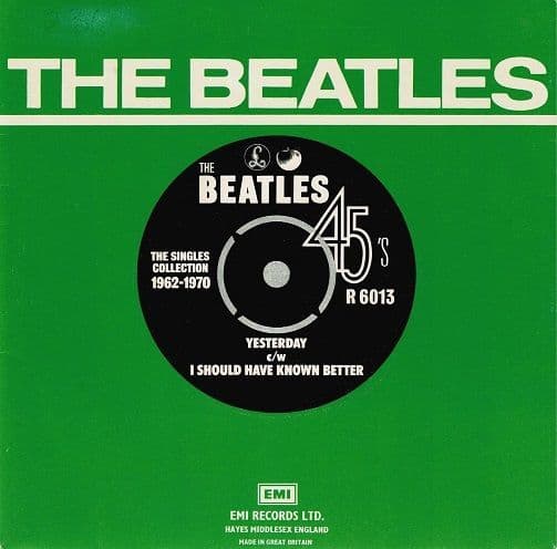 THE BEATLES Yesterday Vinyl Record 7 Inch Parlophone 1976 R 6013 Green Sleeve Reissue Single 45rpm