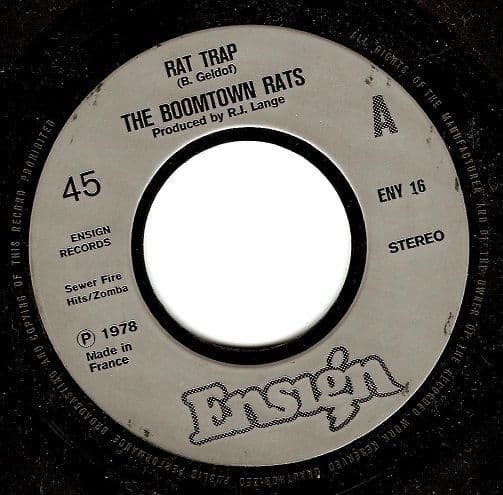 THE BOOMTOWN RATS Rat Trap Vinyl Record 7 Inch French Ensign 1978
