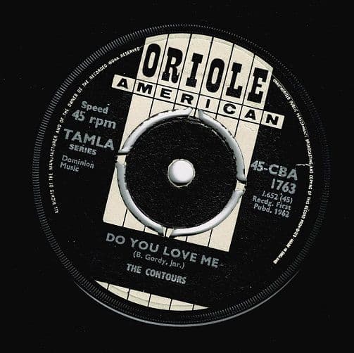 THE CONTOURS Do You Love Me Vinyl Record 7 Inch Oriole 1962