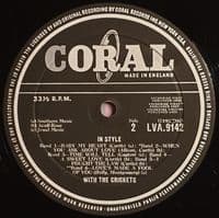 THE CRICKETS In Style With The Crickets Vinyl Record LP Coral 1960