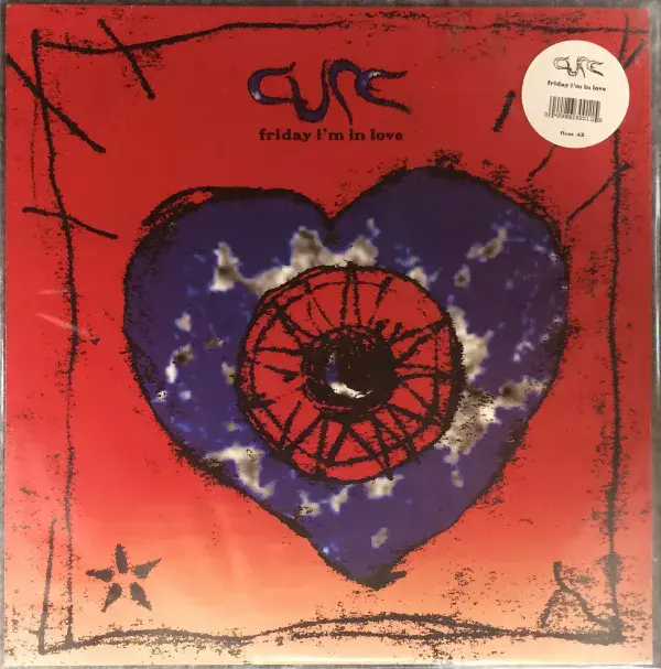 THE CURE Friday I'm In Love Vinyl Record 12 Inch Fiction 1992 Clear Blue Red Mix A1/B1 + PVC Outer