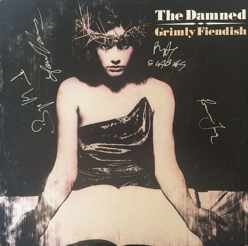 THE DAMNED Grimly Fiendish Vinyl Record 12 Inch MCA 1985 Signed