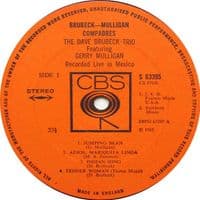 THE DAVE BRUBECK TRIO FEATURING GERRY MULLIGAN Compadres Vinyl Record LP CBS 1968