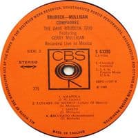 THE DAVE BRUBECK TRIO FEATURING GERRY MULLIGAN Compadres Vinyl Record LP CBS 1968