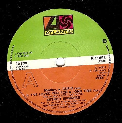 THE DETROIT SPINNERS Cupid Vinyl Record 7 Inch Atlantic 1980