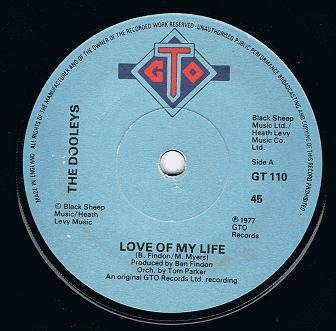 THE DOOLEYS Love Of My Life 7 Single Vinyl Record 45rpm GTO 1977 the-dooleys-love-of-my-life-7-single-vinyl-record-45rpm-gto-1977