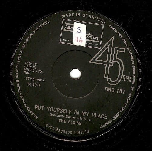 THE ELGINS Put Yourself In My Place Vinyl Record 7 Inch Tamla
