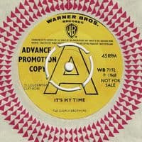 THE EVERLY BROTHERS It's My Time Vinyl Record 7 Inch Warner Bros. 1968 Advance Promo WB 7192 KT Demo