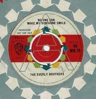 THE EVERLY BROTHERS No One Can Make My Sunshine Smile Vinyl Record 7 Inch Warner Bros. 1962 Promo 45