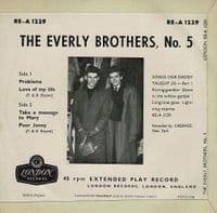 THE EVERLY BROTHERS The Everly Brothers No. 5 EP Vinyl Record 7 Inch London 1960 RE-A 1229 45rpm