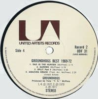 THE GROUNDHOGS Groundhogs Best 1969-72 Vinyl Record LP United Artists 1974