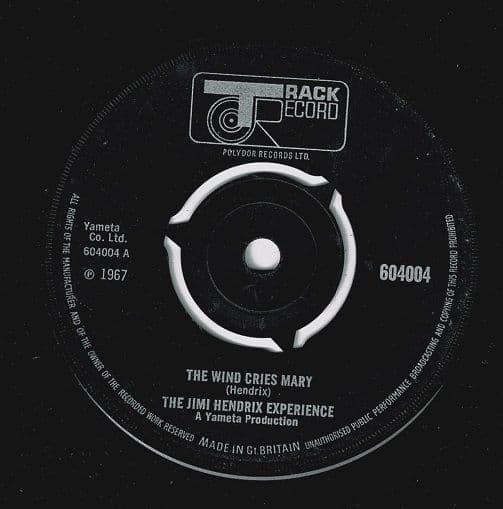 THE JIMI HENDRIX EXPERIENCE The Wind Cries Mary Vinyl Record 7 Inch Track 1967