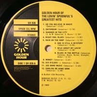 THE LOVIN' SPOONFUL Golden Hour Of The Lovin' Spoonful Vinyl Record LP Golden Hour 1975