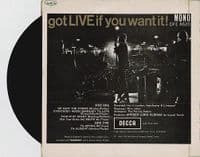 THE ROLLING STONES Got Live If You Want It EP Vinyl Record 7 Inch Decca 1972 Mono Press Pic Sleeve