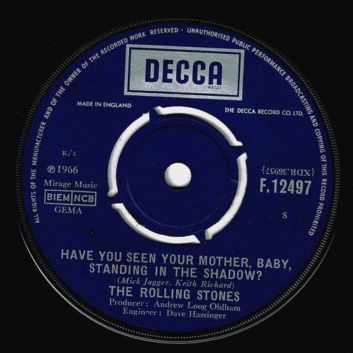 THE ROLLING STONES Have You Seen Your Mother Vinyl Record 7 Inch Decca 1966 1st Press Single F.12497