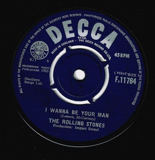 THE ROLLING STONES I Wanna Be Your Man Vinyl Record 7 Inch Decca 1963.
