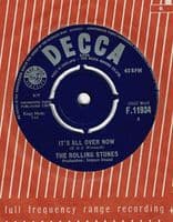 THE ROLLING STONES It's All Over Now Vinyl Record 7 Inch Decca 1964 Original 1st Press F.11934 45rpm