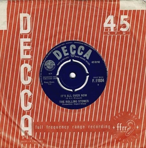 THE ROLLING STONES It's All Over Now Vinyl Record 7 Inch Decca 1964 Original 1st Press F.11934 45rpm