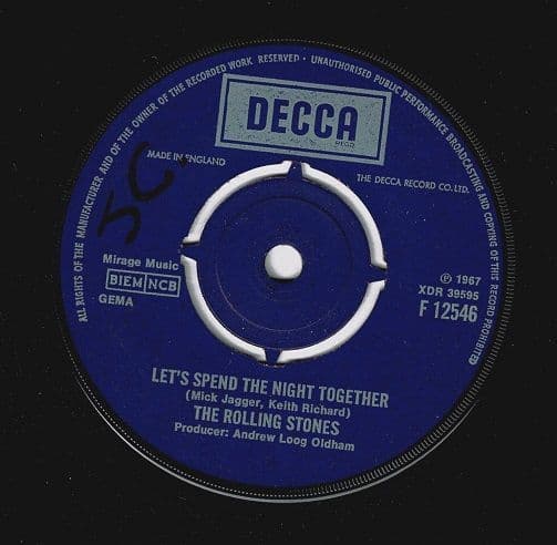 THE ROLLING STONES Let's Spend The Night Together Vinyl Record 7 Inch Decca 1967.