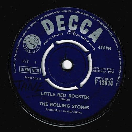 THE ROLLING STONES Little Red Rooster Vinyl Record 7 Inch Decca 1964..