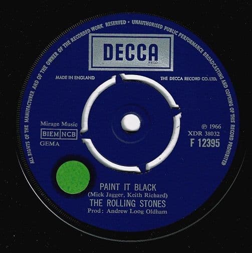 THE ROLLING STONES Paint It, Black Vinyl Record 7 Inch Decca