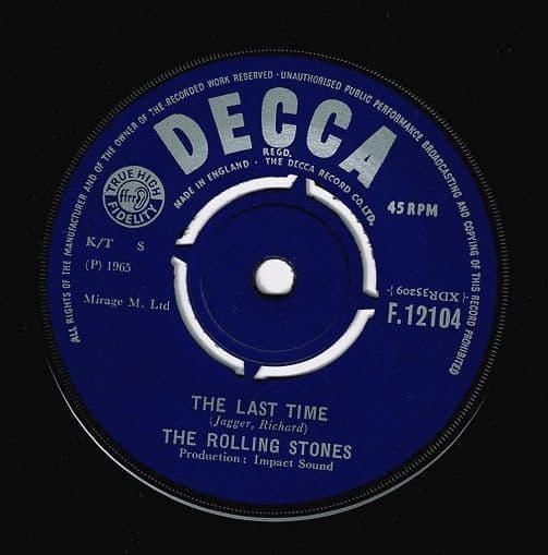 THE ROLLING STONES The Last Time Vinyl Record 7 Inch Decca 1965