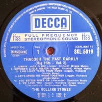 THE ROLLING STONES Through The Past Darkly Vinyl Record LP Decca.