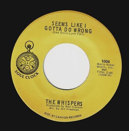 THE WHISPERS Seems Like I Gotta Do Wrong Vinyl Record 7 Inch US 