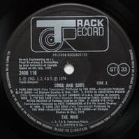 THE WHO Odds & Sods Vinyl Record LP Track