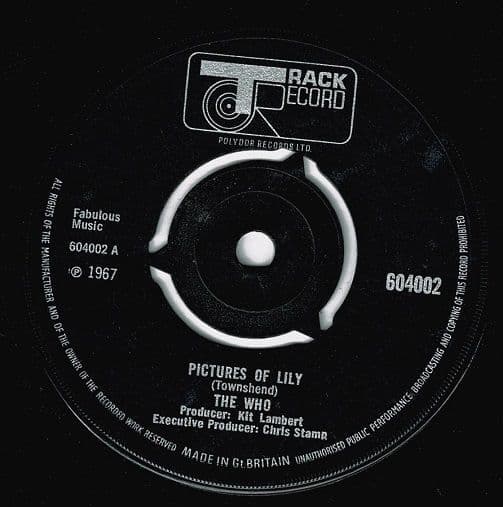 THE WHO Pictures Of Lily Vinyl Record 7 Inch Track Record 1967 604002 Original UK 1st Pressing 45rpm