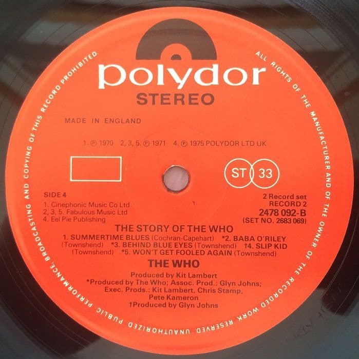 THE WHO The Story Of The Who Vinyl Record LP Polydor 1976