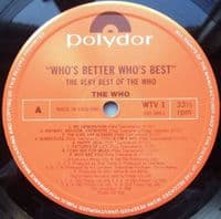 THE WHO Who's Better, Who's Best Vinyl Record LP Polydor 1988