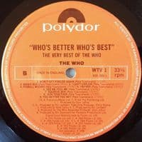THE WHO Who's Better, Who's Best Vinyl Record LP Polydor 1988