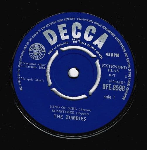THE ZOMBIES The Zombies EP Vinyl Record 7 Inch Decca 1964
