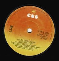 U2 A Celebration Vinyl Record 7 Inch Irish CBS 1984 CBSA 2214 Sunburst Ireland Pressing Pic Sleeve