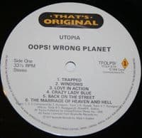 UTOPIA Oops! Wrong Planet / Adventures In Utopia LP Castle Communications 1988