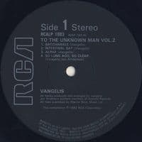 VANGELIS To The Unknown Man Vol. II Vinyl Record LP RCA 1982