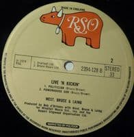 WEST, BRUCE & LAING Live 'N' Kickin' Vinyl Record LP RSO 1974