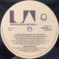 WHITESNAKE Live In The Heart Of The City Vinyl Record LP United Artists 1980