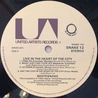 WHITESNAKE Live In The Heart Of The City Vinyl Record LP United Artists 1980