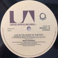 WHITESNAKE Live In The Heart Of The City Vinyl Record LP United Artists 1980