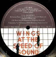 WINGS (PAUL McCARTNEY) Wings At The Speed Of Sound Vinyl Record LP MPL 1976