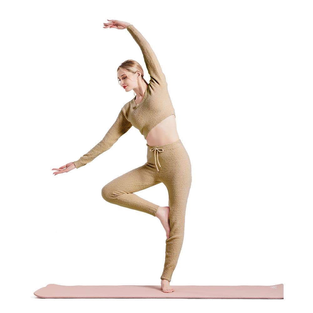 Beige Wome Ladies Casual Comfy Piece Lounge Wear Crop Top Long